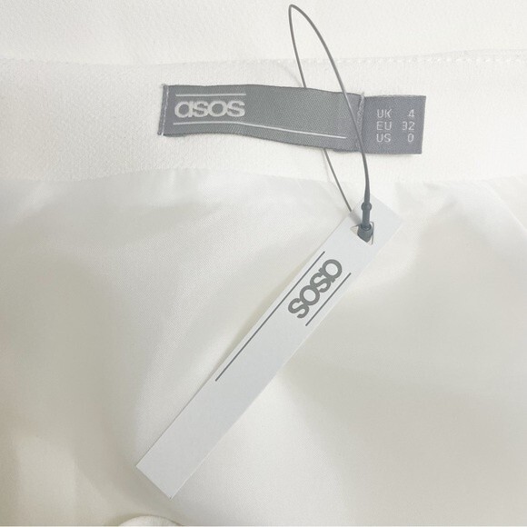 NWT ASOS Tailored Occasion Fishtail Midi Skirt Off White Stretch Crepe Size 0 - Picture 6 of 9